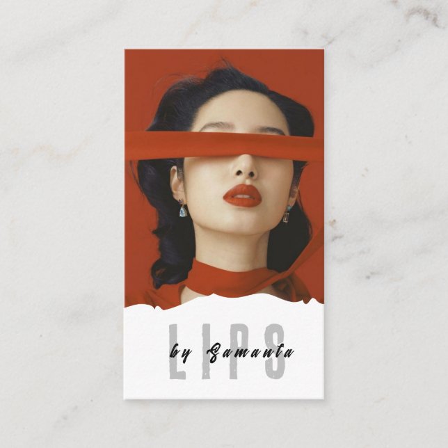 Tarjeta De Visita Lips PMU Microblading Henna Salon Business Card (Anverso)