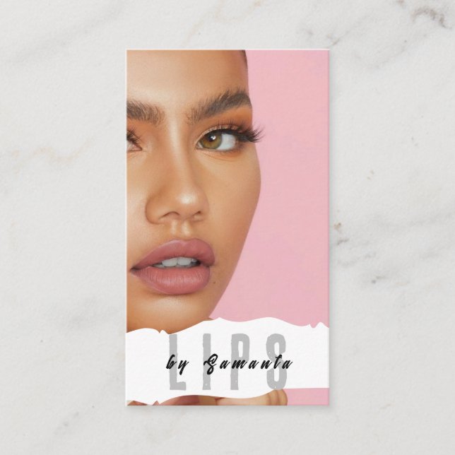 Tarjeta De Visita Lips PMU Microblading Henna Salon Business Card (Anverso)