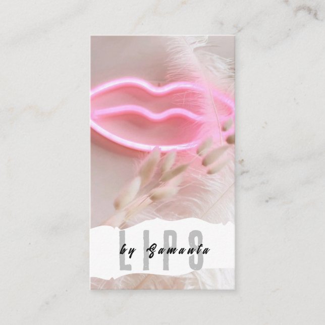 Tarjeta De Visita Lips PMU Microblading Henna Salon Business Card (Anverso)
