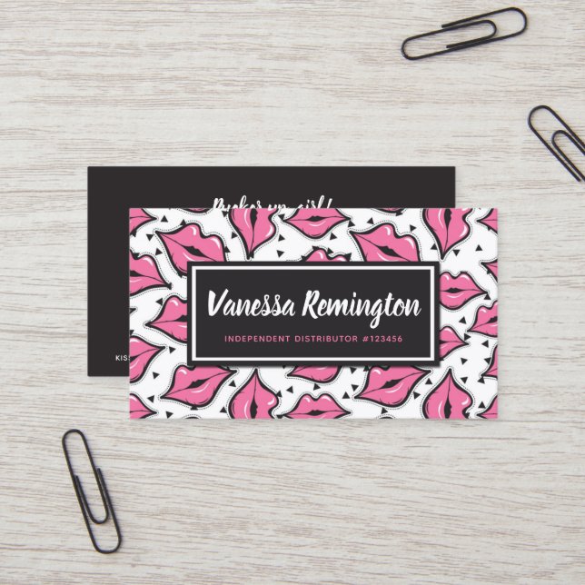 Tarjeta De Visita Lips rosadas besar a un Personalizado de distribui (Anverso/Reverso In Situ)