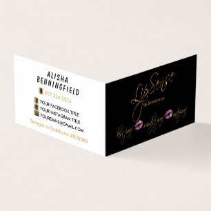 Tarjeta De Visita Lips rosados y dorados - Lipsense