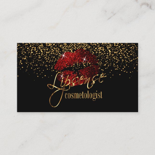 Tarjeta De Visita Lipsense Cinnamon Red Lips on Black (Anverso)