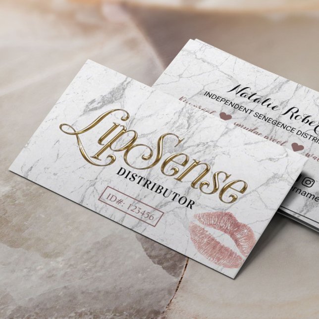 Tarjeta De Visita LipSense Distribuidor Rosa Oro Lips Mármol Blanco (Subido por el creador)