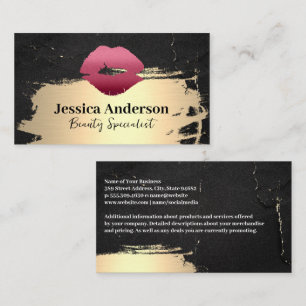 Tarjeta De Visita Lipstick Kiss   Cepillado de oro   Belleza