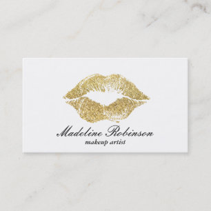 Tarjeta De Visita Lipstick Kiss   Dorado