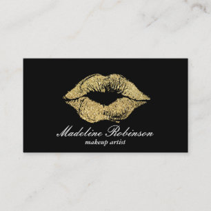 Tarjeta De Visita Lipstick Kiss   Oro 2