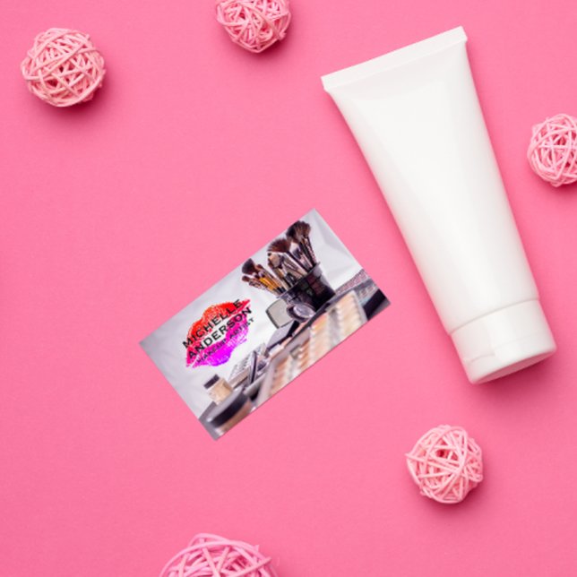 Tarjeta De Visita Lipstick Kiss | Pinceles de maquillaje (Subido por el creador)