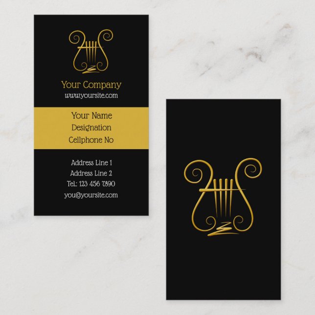 Tarjeta De Visita Lira Dorada Vertical (Anverso / Reverso)
