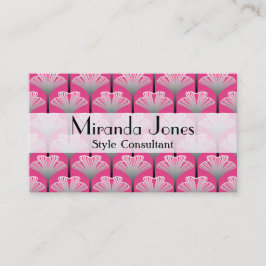 Tarjeta De Visita Lirio Art Deco, fucsia rosa y gris plateado