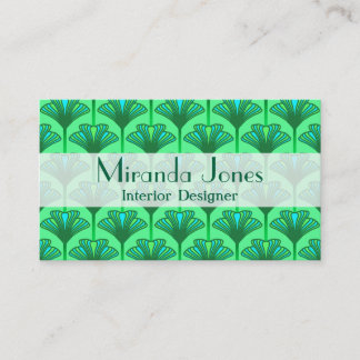 Tarjeta De Visita Lirio art déco, verde jade y turquesa