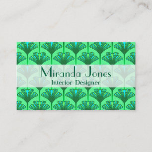 Tarjeta De Visita Lirio del art déco, verde de jade y turquesa
