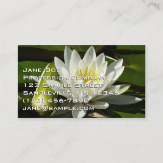 Tarjeta De Visita Lirios de Agua Blancos y Flor de Brote