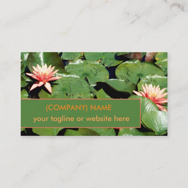 Tarjeta De Visita Lirios de agua del melocotón, flores de Lotus, (Anverso)