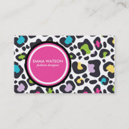 Tarjeta De Visita Lisa Frank Style Neon Leopard Print Business Card