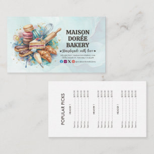 Tarjeta De Visita Lista de precios de oro de catering de panadería P