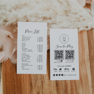 Tarjeta De Visita Lista de precios moderna simple formal para escane