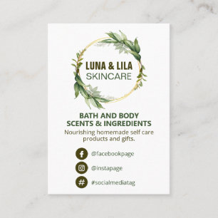 Tarjeta De Visita Lista de productos de ingredientes de Spa natural