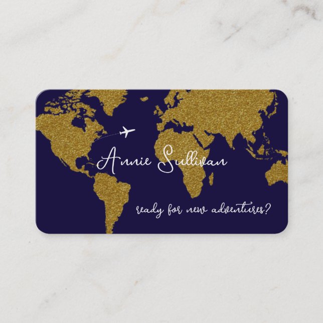 Tarjeta De Visita ¿listos para nuevas aventuras? Agente de viajes (Anverso)
