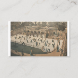 Tarjeta De Visita Litografía de patinaje sobre hielo de invierno vic