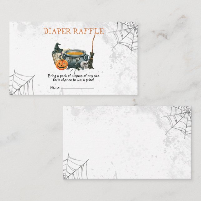 Tarjeta De Visita Little Boo Baby Shower Diaper Raffle (Anverso / Reverso)