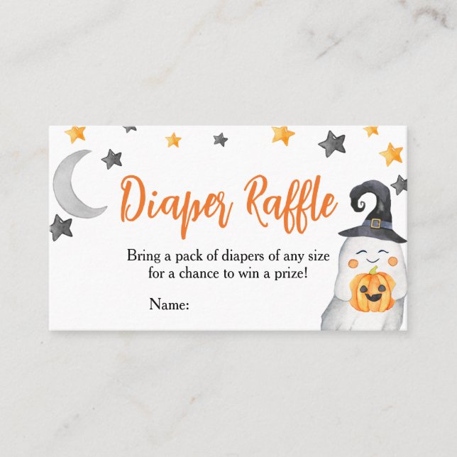 Tarjeta De Visita Little Boo Baby Shower Diaper Raffle (Anverso)