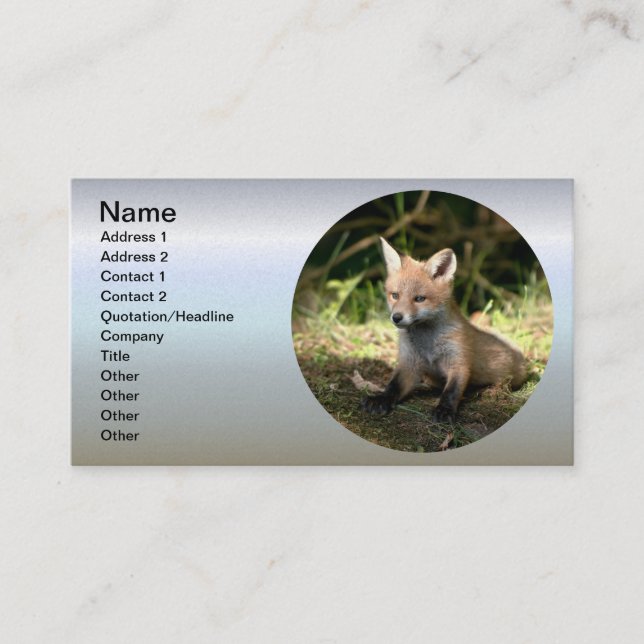 Tarjeta De Visita Little Cub Red Fox (Anverso)