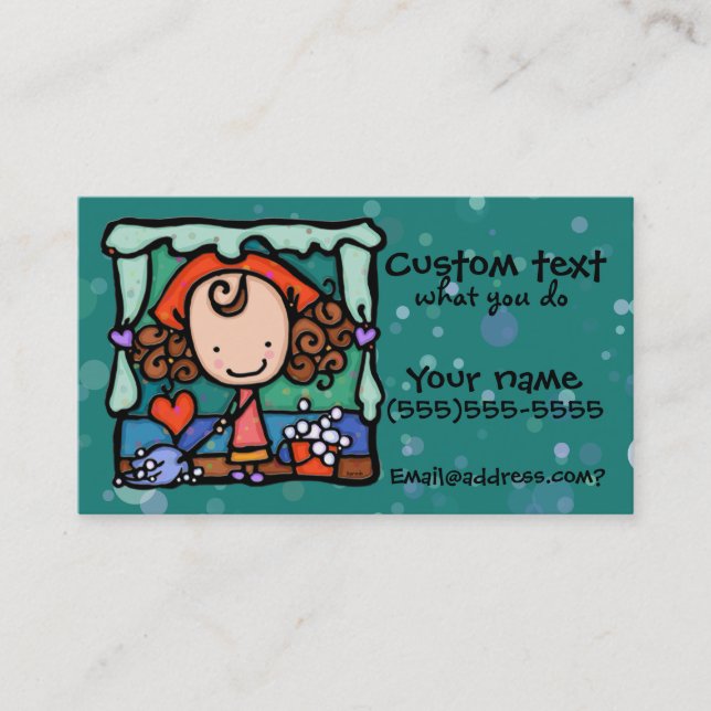 Tarjeta De Visita ¡LittleGirlie promueve su negocio de la limpieza! (Anverso)