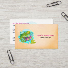 Tarjeta De Visita Lizard tropical con flores