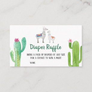 Tarjeta De Visita Llama Baby Shower Diaper Raffle