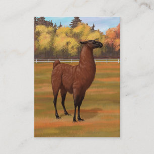 Tarjeta De Visita Llama marrón en pastor de granja otoñal