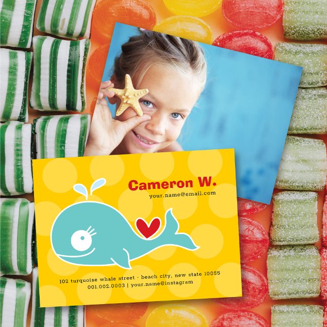 Tarjeta De Visita Llamada a perfil de foto de chico de ballena verde (Subido por el creador)