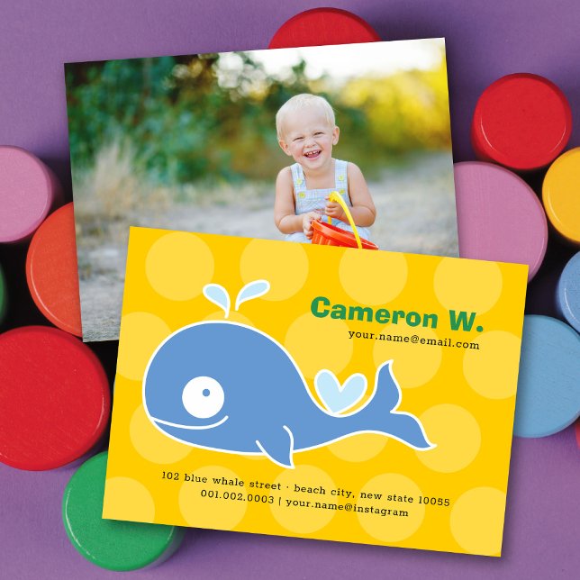 Tarjeta De Visita Llamada a perfil de niño de ballena azul Personali (Subido por el creador)