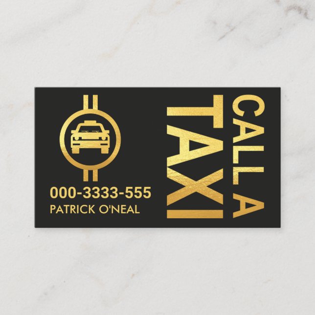 Tarjeta De Visita LLAMADA DE Oro A Un Taxista Del TAXI (Anverso)