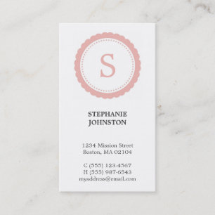 Tarjeta De Visita Llamadas personales elegantes en monograma rosa