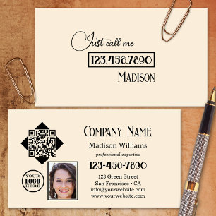 Tarjeta De Visita Llámame simplemente código QR foto logo