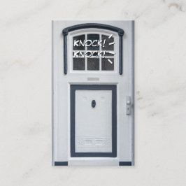 Tarjeta De Visita Llamando a la puerta blanca, divertido abridor de