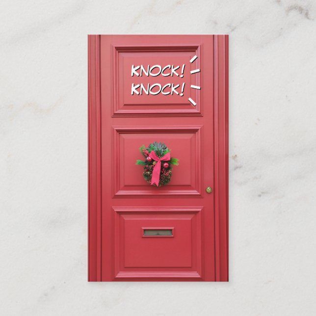 Tarjeta De Visita Llamando a la puerta roja cómico divertido disposi (Anverso)