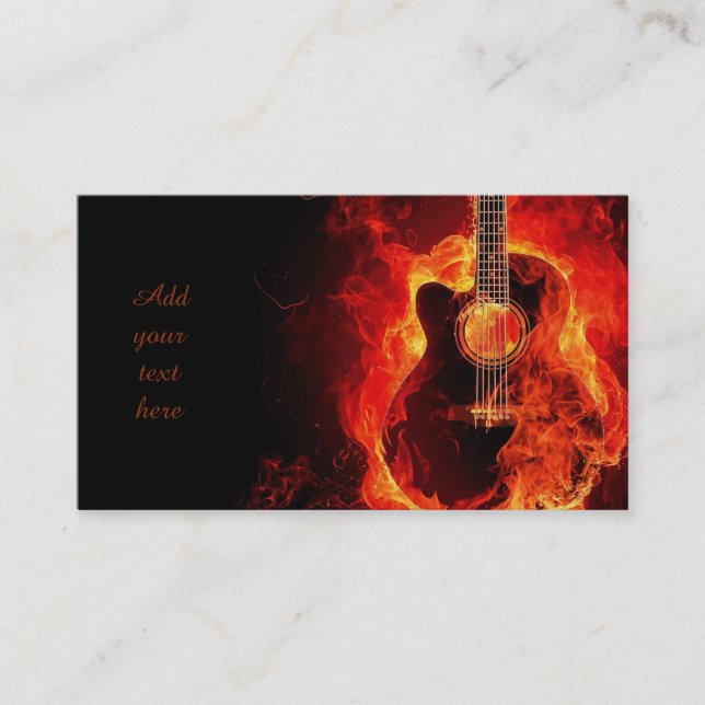Tarjeta De Visita Llamas anaranjadas de la guitarra ardiente, (Anverso)