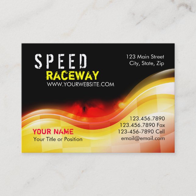 Tarjeta De Visita Llamas de la velocidad del coche de carreras en el (Anverso)