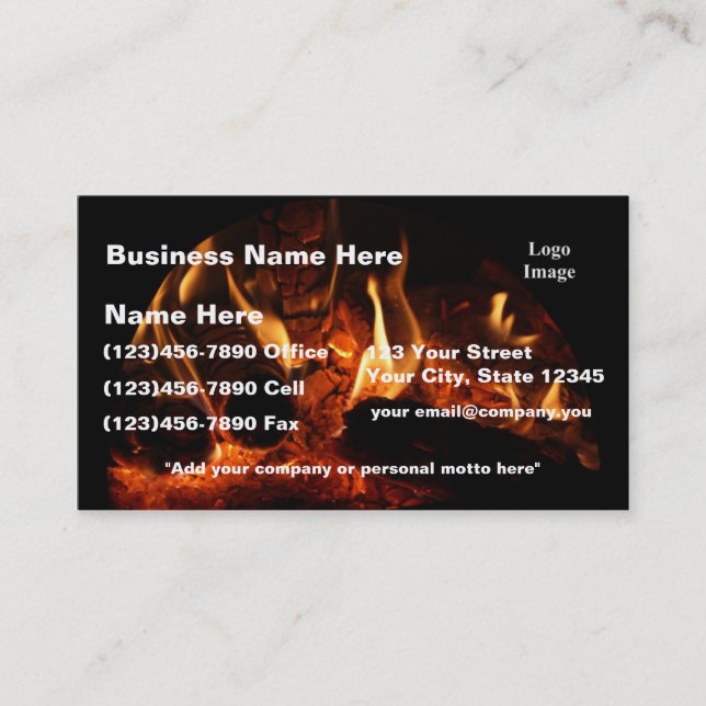 Tarjeta De Visita Llamas del roble (del personalizar) en Chimenea (Anverso)