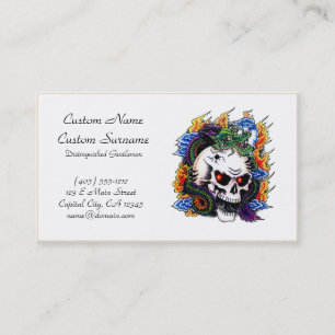 Tarjeta De Visita Llamas frescas del cráneo del dragón del símbol