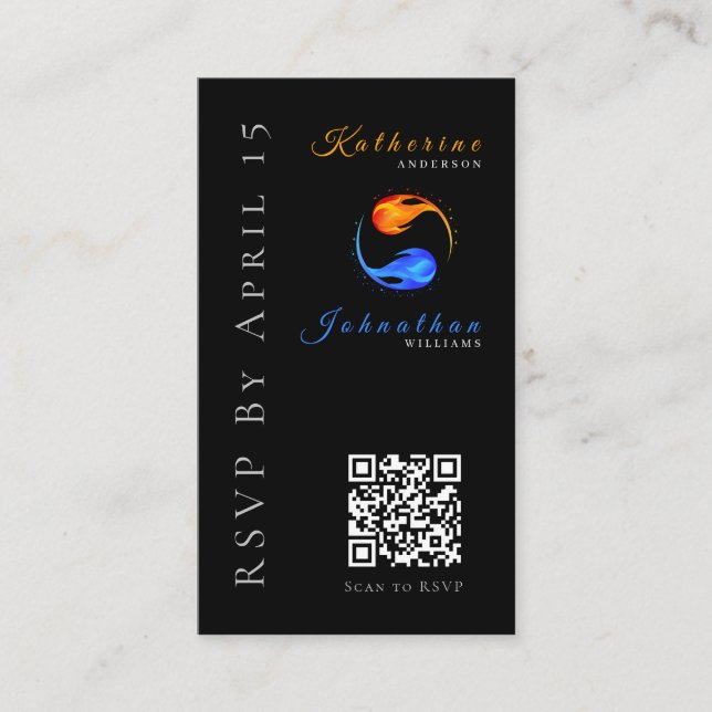 Tarjeta De Visita Llamas gemelas RSVP-Boda-QR (Anverso)