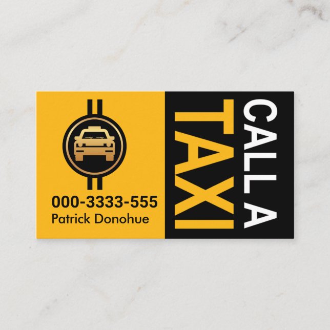 Tarjeta De Visita LLAME A UN Taxista DE TAXI (Anverso)
