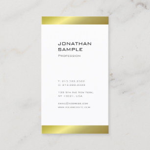 Tarjeta De Visita Llano blanco del oro elegante de moda minimalista