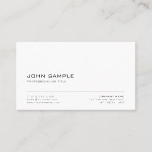 Tarjeta De Visita Llano blanco moderno elegante de Minimalistic