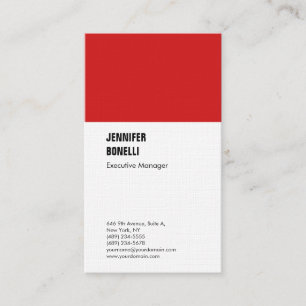 Tarjeta De Visita Llano blanco rojo minimalista de lino profesional
