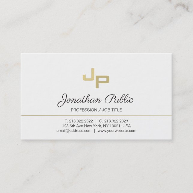 Tarjeta De Visita Llano elegante de Minimalistic del oro blanco del (Anverso)