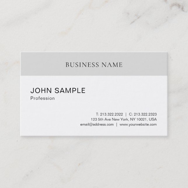 Tarjeta De Visita Llano elegante limpio profesional del diseño (Anverso)