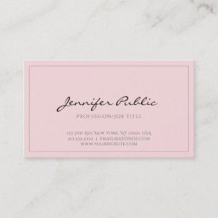 Tarjeta De Visita Llano elegante moderno profesional limpio rosado