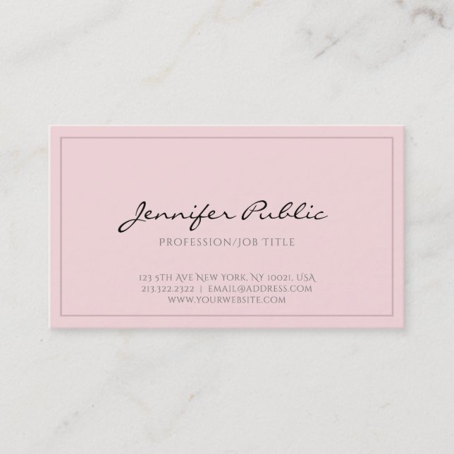 Tarjeta De Visita Llano elegante moderno profesional limpio rosado (Anverso)